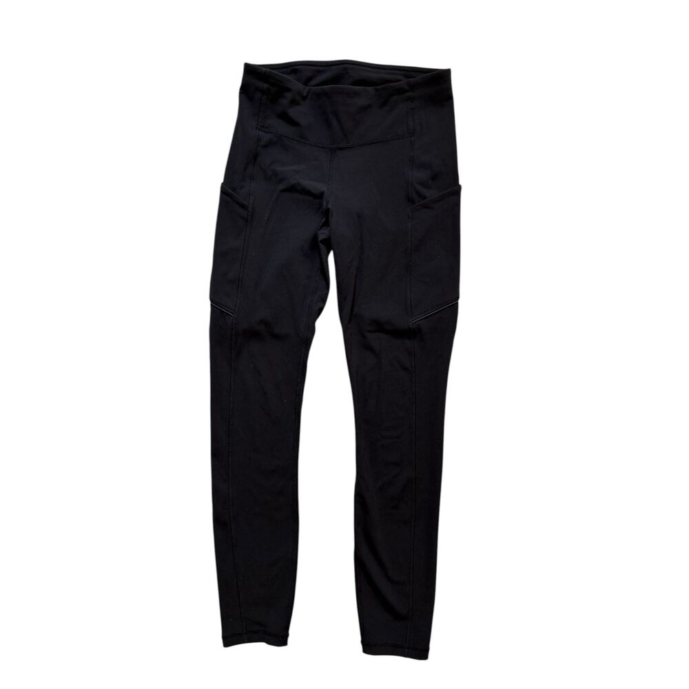 Lululemon Speed Up Running Tight Black Size 4 Side Hidden Pocket Reflective